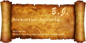 Borkovits Julietta névjegykártya